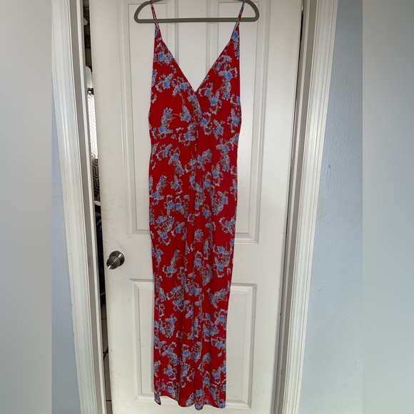 Dresses | Red Floral Maxi Dress | Poshmark
